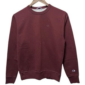 Plain blank Maroon Burgundy small logo champion long sleeve Crewneck sweatshirt